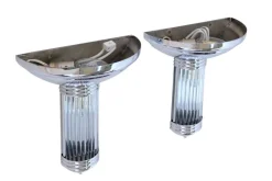 New Pamono Art Deco Scones with Half Shells and Glass Rods, 1990s, Set of 2