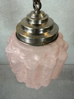 New Pamono Art Deco Skyscraper Lamp in Crackle Rosé Glass