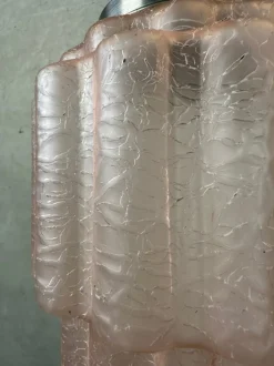 New Pamono Art Deco Skyscraper Lamp in Crackle Rosé Glass