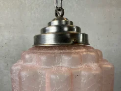 New Pamono Art Deco Skyscraper Lamp in Crackle Rosé Glass