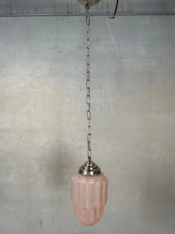 New Pamono Art Deco Skyscraper Lamp in Crackle Rosé Glass