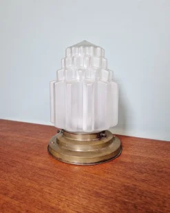 Clearance Pamono Art Deco Skyscraper Satin Glass Ceiling Light, 1930s