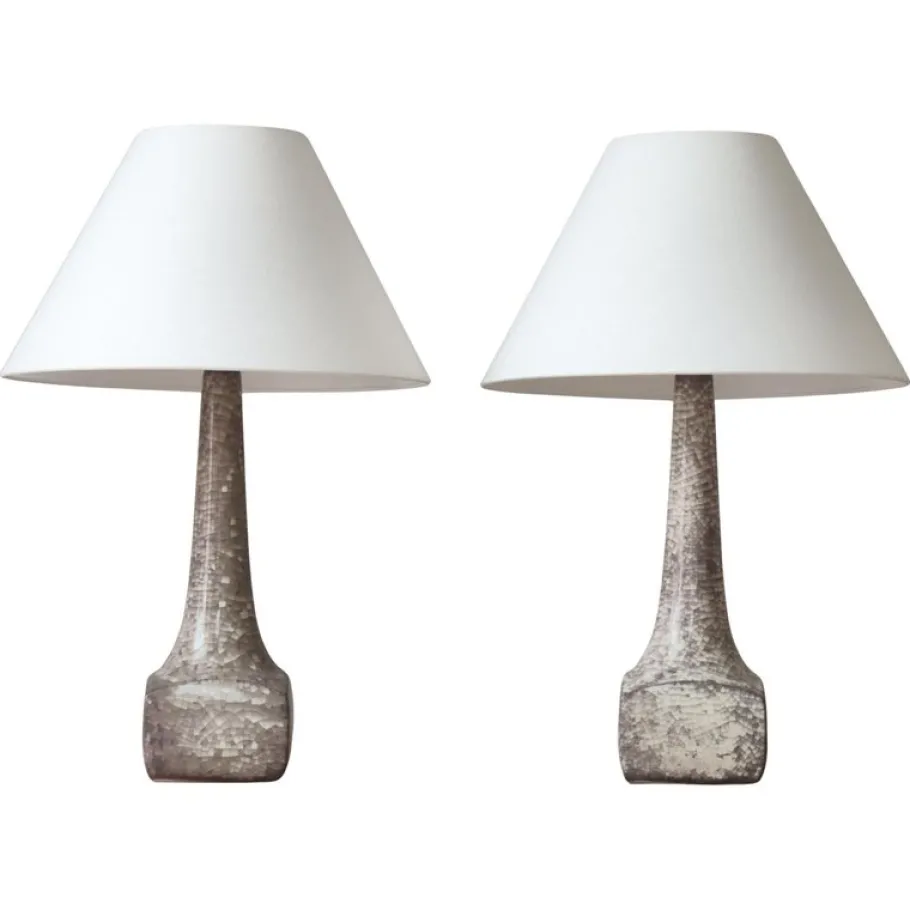 Clearance Pamono Art Deco Stoneware Table Lamps attributed to Michael Andersen & Sons, Denmark, 1940s, Set of 2