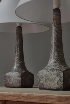 Clearance Pamono Art Deco Stoneware Table Lamps attributed to Michael Andersen & Sons, Denmark, 1940s, Set of 2