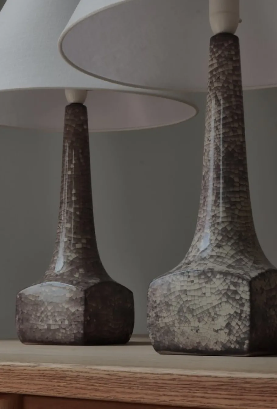 Clearance Pamono Art Deco Stoneware Table Lamps attributed to Michael Andersen & Sons, Denmark, 1940s, Set of 2