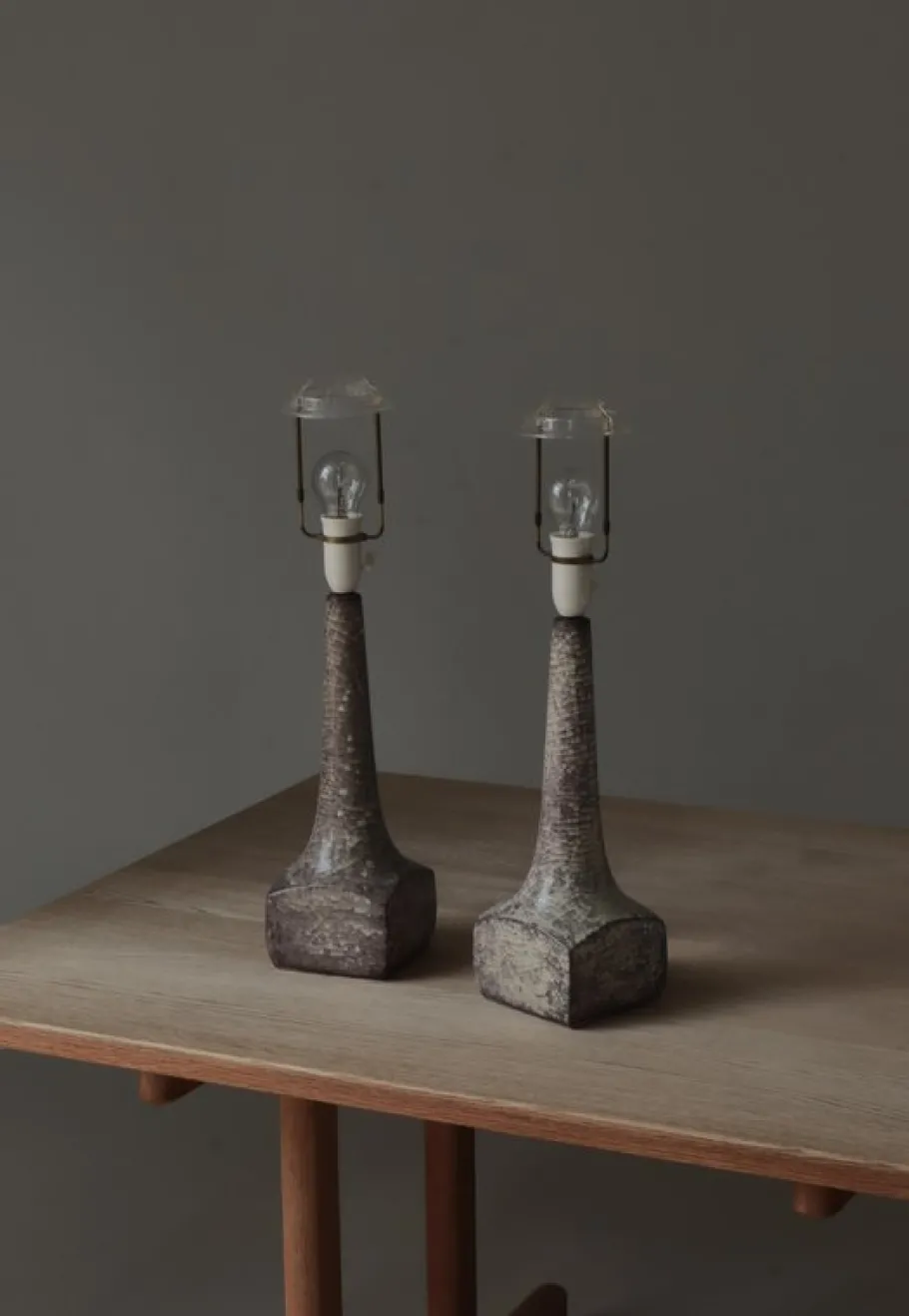 Clearance Pamono Art Deco Stoneware Table Lamps attributed to Michael Andersen & Sons, Denmark, 1940s, Set of 2