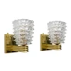 New Pamono Art Deco Style Brass and Rostrato Murano Glass Sconces by Barovier & Toso, 2000, Set of 2