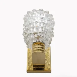 New Pamono Art Deco Style Brass and Rostrato Murano Glass Sconces by Barovier & Toso, 2000, Set of 2