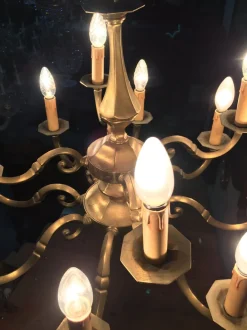 Clearance Pamono Art Deco Style Brass Chandelier, 1970s