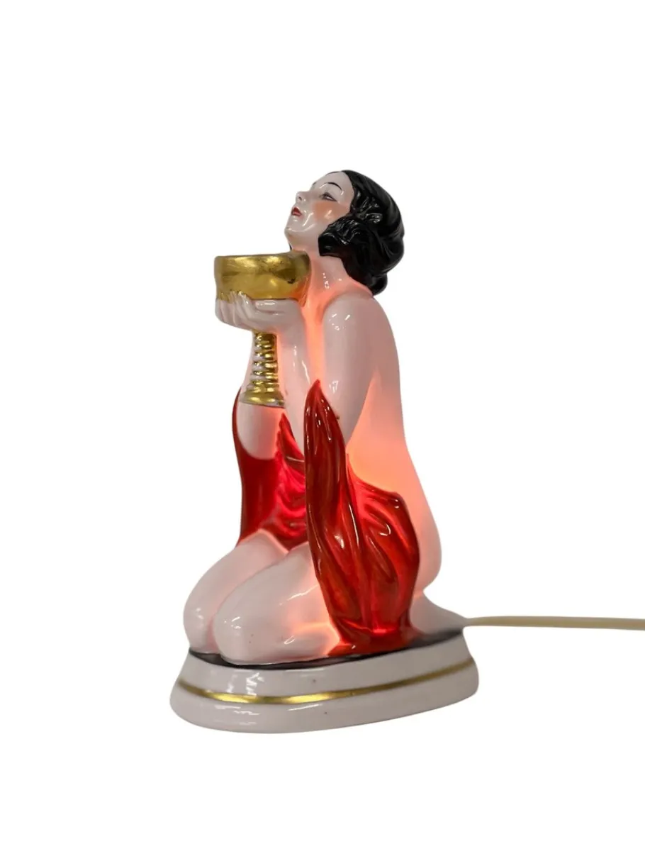 Best Pamono Art Deco Style Ceramic Table Lamp, 1940s