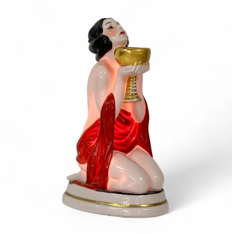 Best Pamono Art Deco Style Ceramic Table Lamp, 1940s