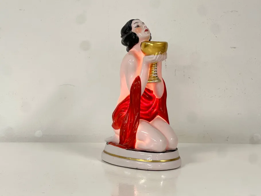 Best Pamono Art Deco Style Ceramic Table Lamp, 1940s