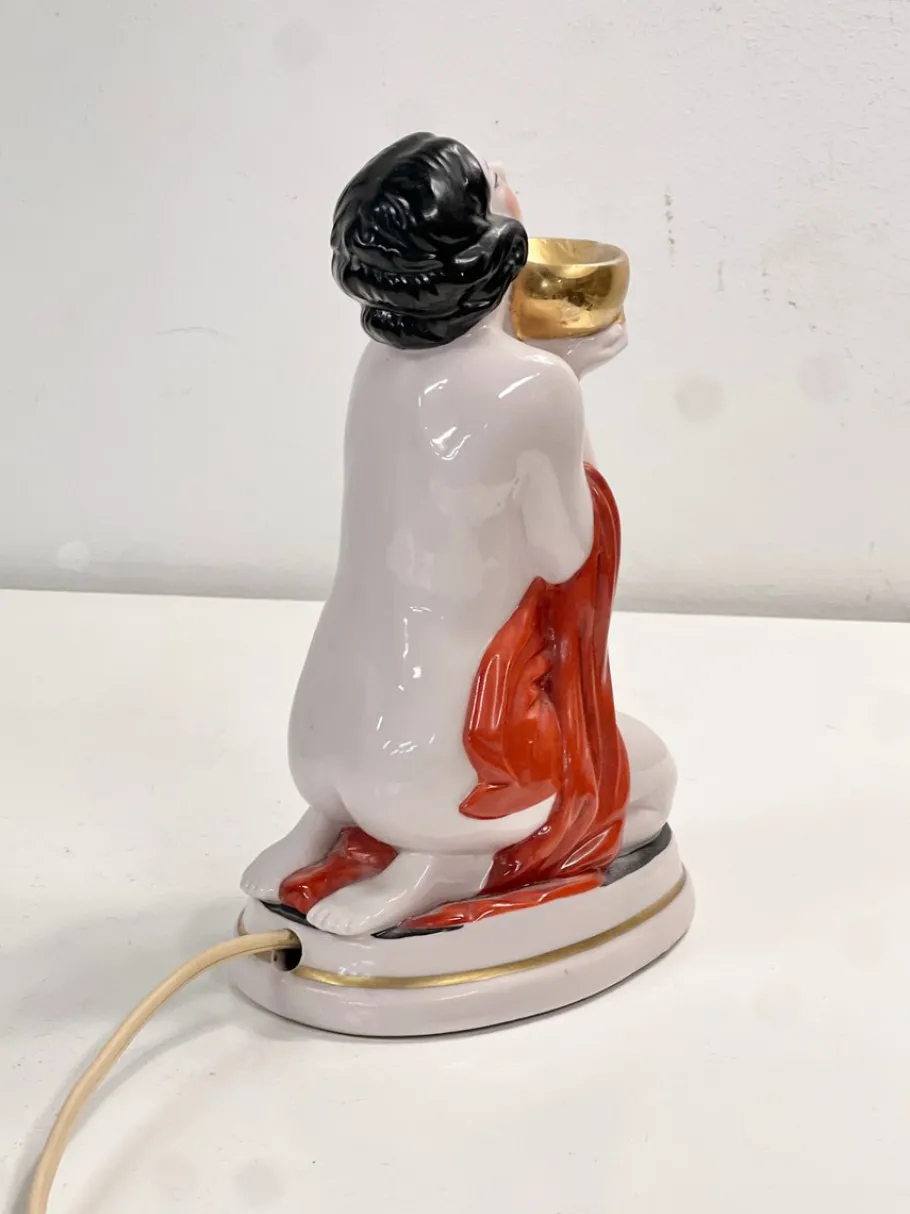 Best Pamono Art Deco Style Ceramic Table Lamp, 1940s
