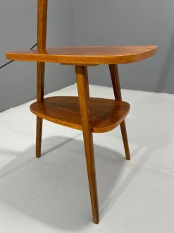 New Pamono Art Deco Style Floor Lamp with Milk Glass and Side Table from Thonet, Former Czechoslovakia, 1950s