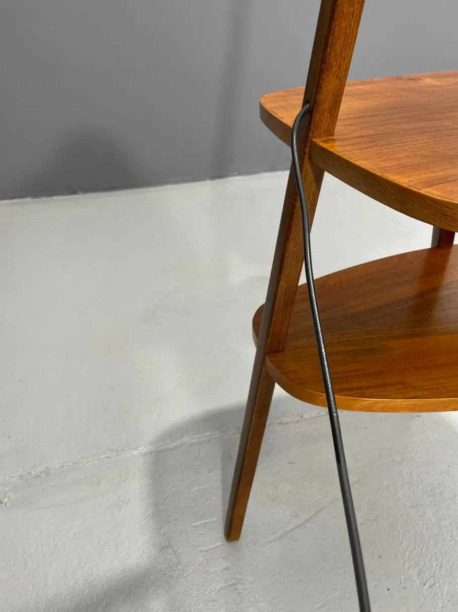 New Pamono Art Deco Style Floor Lamp with Milk Glass and Side Table from Thonet, Former Czechoslovakia, 1950s