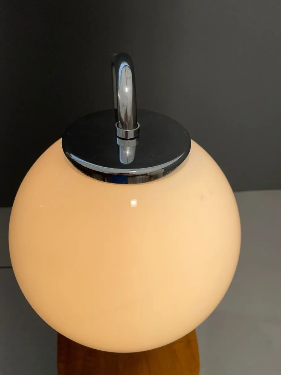 New Pamono Art Deco Style Floor Lamp with Milk Glass and Side Table from Thonet, Former Czechoslovakia, 1950s