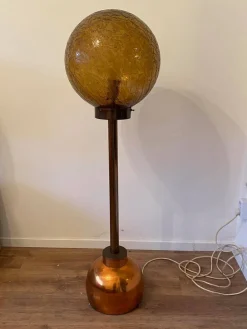 Pamono Art Deco Style Floor Lamps with Round Glass Shade, 1950s