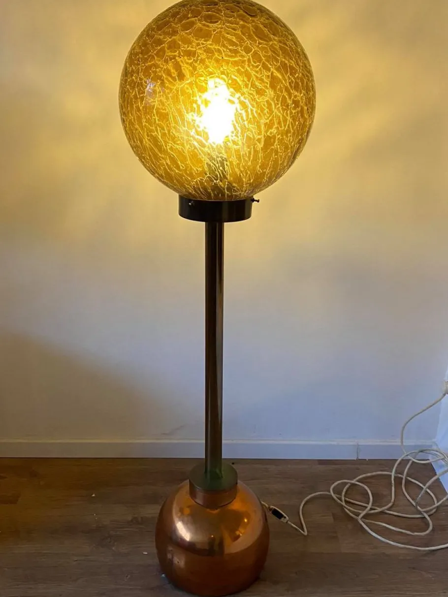 Pamono Art Deco Style Floor Lamps with Round Glass Shade, 1950s