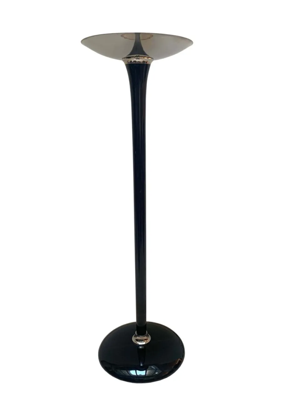 Online Pamono Art Deco Style Floor Lamp in Black Lacquer and Nickel