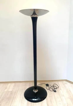 Online Pamono Art Deco Style Floor Lamp in Black Lacquer and Nickel