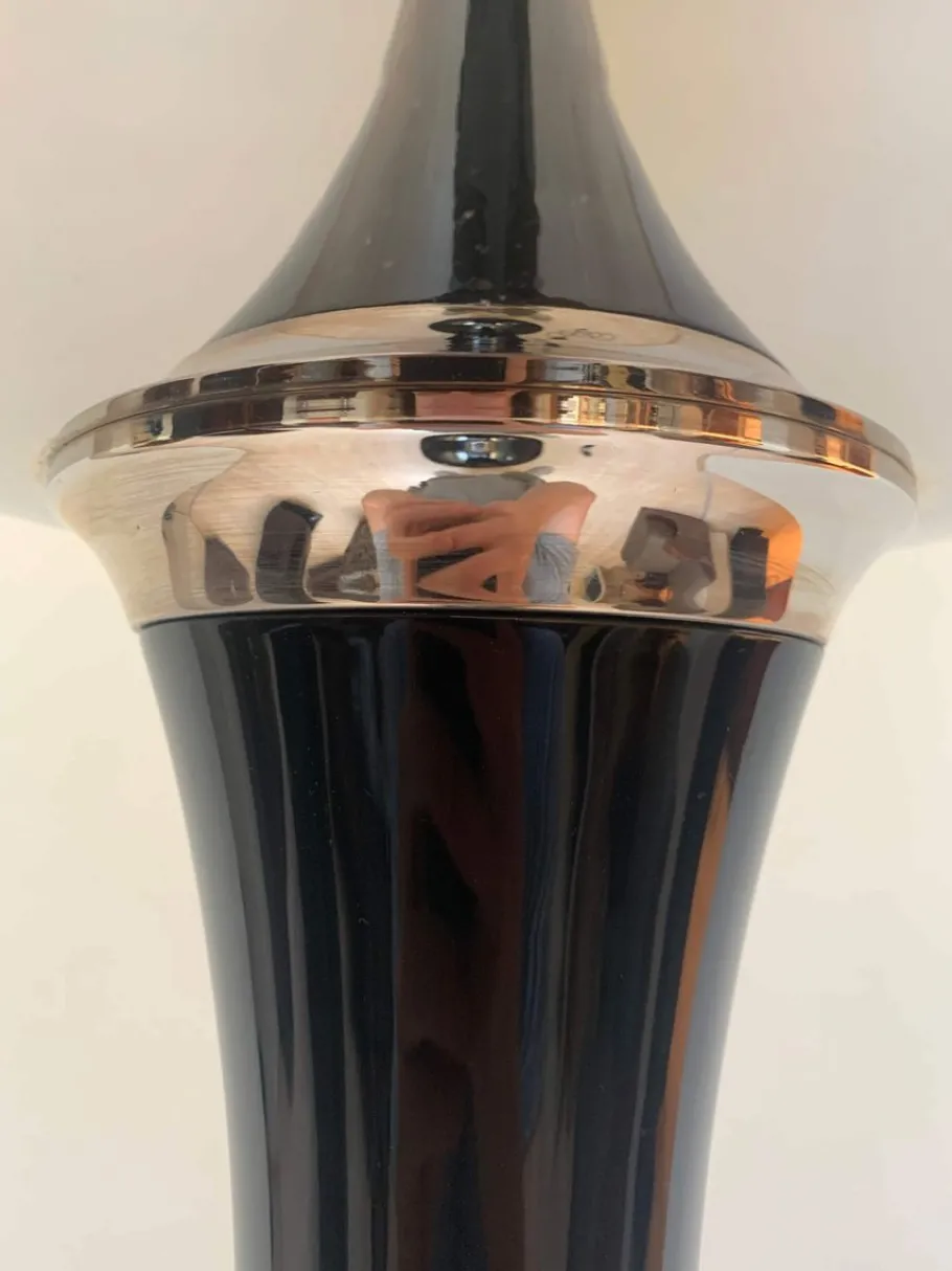 Online Pamono Art Deco Style Floor Lamp in Black Lacquer and Nickel