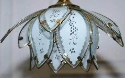 Clearance Pamono Art Deco Style Glass Lotus Ceiling Lamps, 1960s, Set of 2