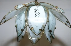 Clearance Pamono Art Deco Style Glass Lotus Ceiling Lamps, 1960s, Set of 2