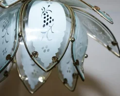 Clearance Pamono Art Deco Style Glass Lotus Ceiling Lamps, 1960s, Set of 2