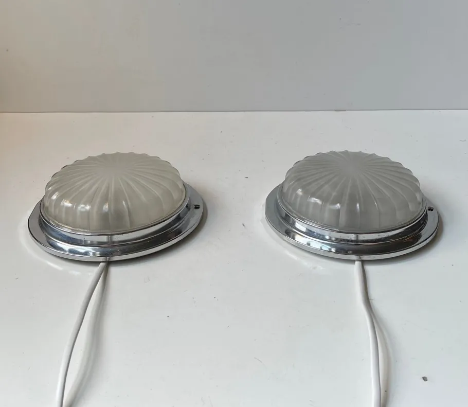 Online Pamono Art Deco Style Nautical Ship Wall Sconces with Sunburst Glass, 1960s, Set of 2
