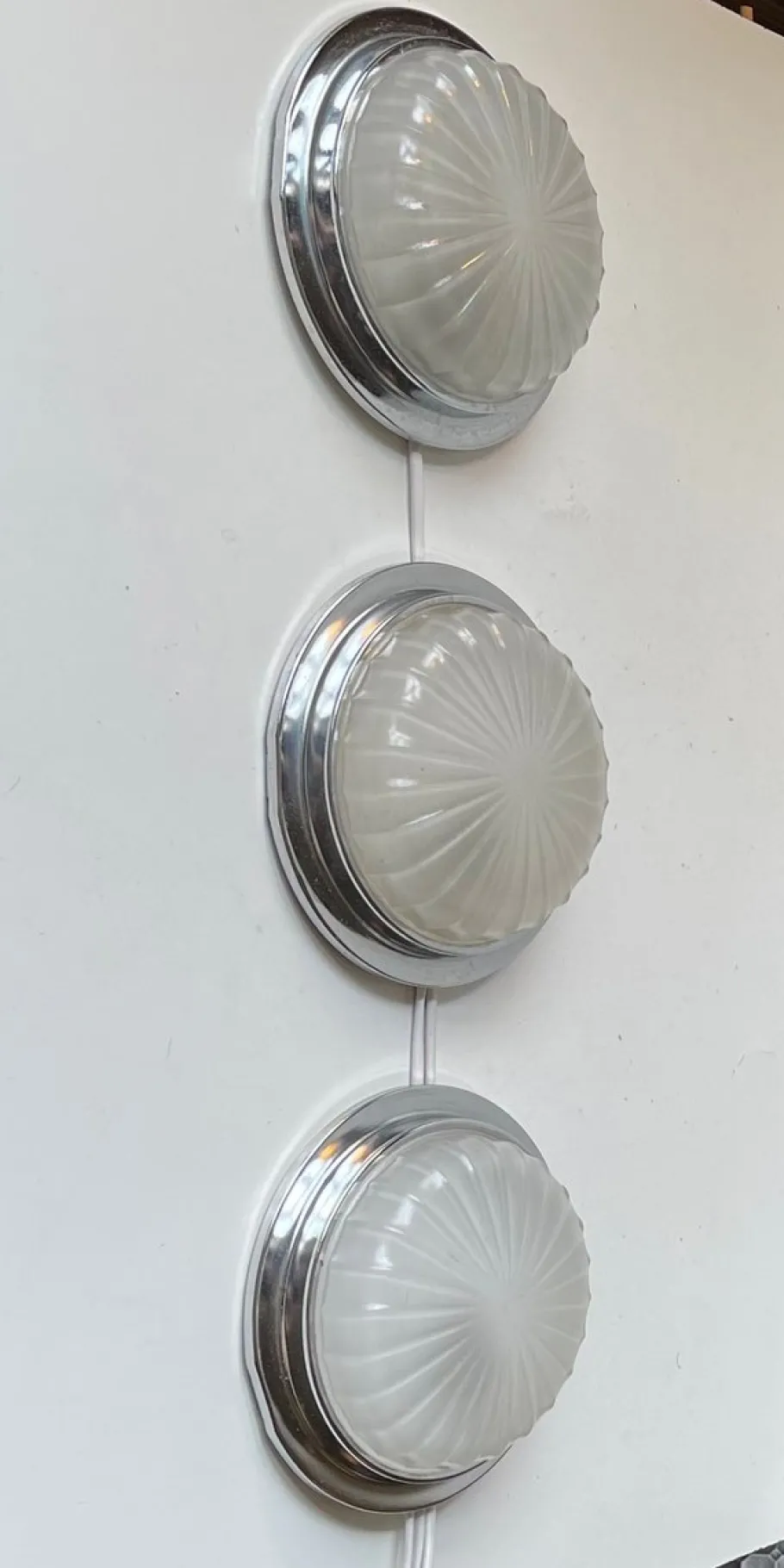 Clearance Pamono Art Deco Style Nautical Ship Wall Sconces with Sunburst Glass, 1960s, Set of 3