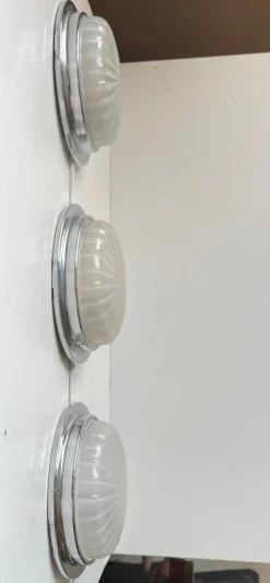 Clearance Pamono Art Deco Style Nautical Ship Wall Sconces with Sunburst Glass, 1960s, Set of 3