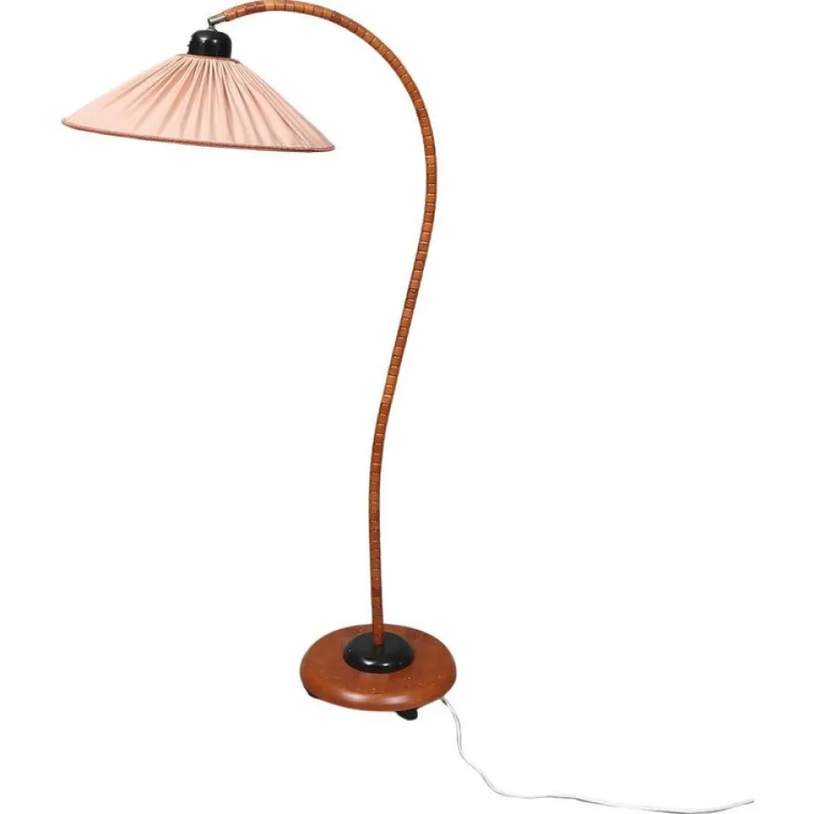 Clearance Pamono Art Deco Style Pink Swan Neck Floor Lamp from Markslöjd, 1970s