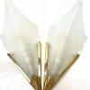 Clearance Pamono Art Deco Style Triangle Glass Brass Wall Lights Sconces, Sweden, 1980s, Set of 2