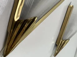 Clearance Pamono Art Deco Style Triangle Glass Brass Wall Lights Sconces, Sweden, 1980s, Set of 2