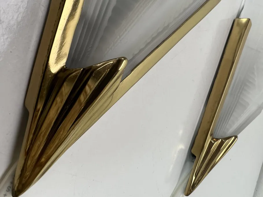 Clearance Pamono Art Deco Style Triangle Glass Brass Wall Lights Sconces, Sweden, 1980s, Set of 2