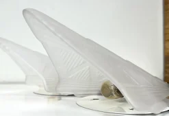 Clearance Pamono Art Deco Style Triangle Glass Brass Wall Lights Sconces, Sweden, 1980s, Set of 2