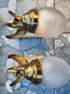 Clearance Pamono Art Deco Swan Wall Lamp in Brass, 1920s