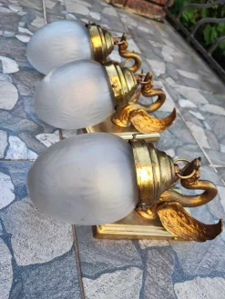 Clearance Pamono Art Deco Swan Wall Lamp in Brass, 1920s
