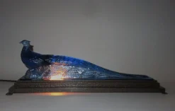 New Pamono Art Deco Table Lamp in Blue Glass from Verlys France, 1920s