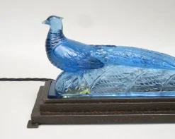 New Pamono Art Deco Table Lamp in Blue Glass from Verlys France, 1920s