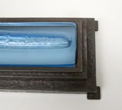 New Pamono Art Deco Table Lamp in Blue Glass from Verlys France, 1920s