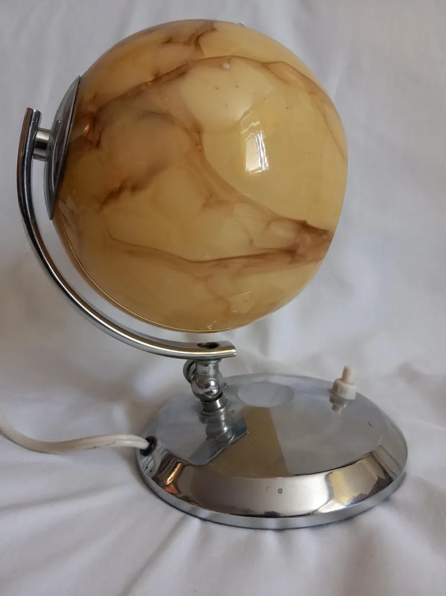 New Pamono Art Deco Table Lamp in Glass and Metal