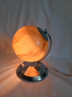 New Pamono Art Deco Table Lamp in Glass and Metal