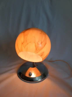 New Pamono Art Deco Table Lamp in Glass and Metal