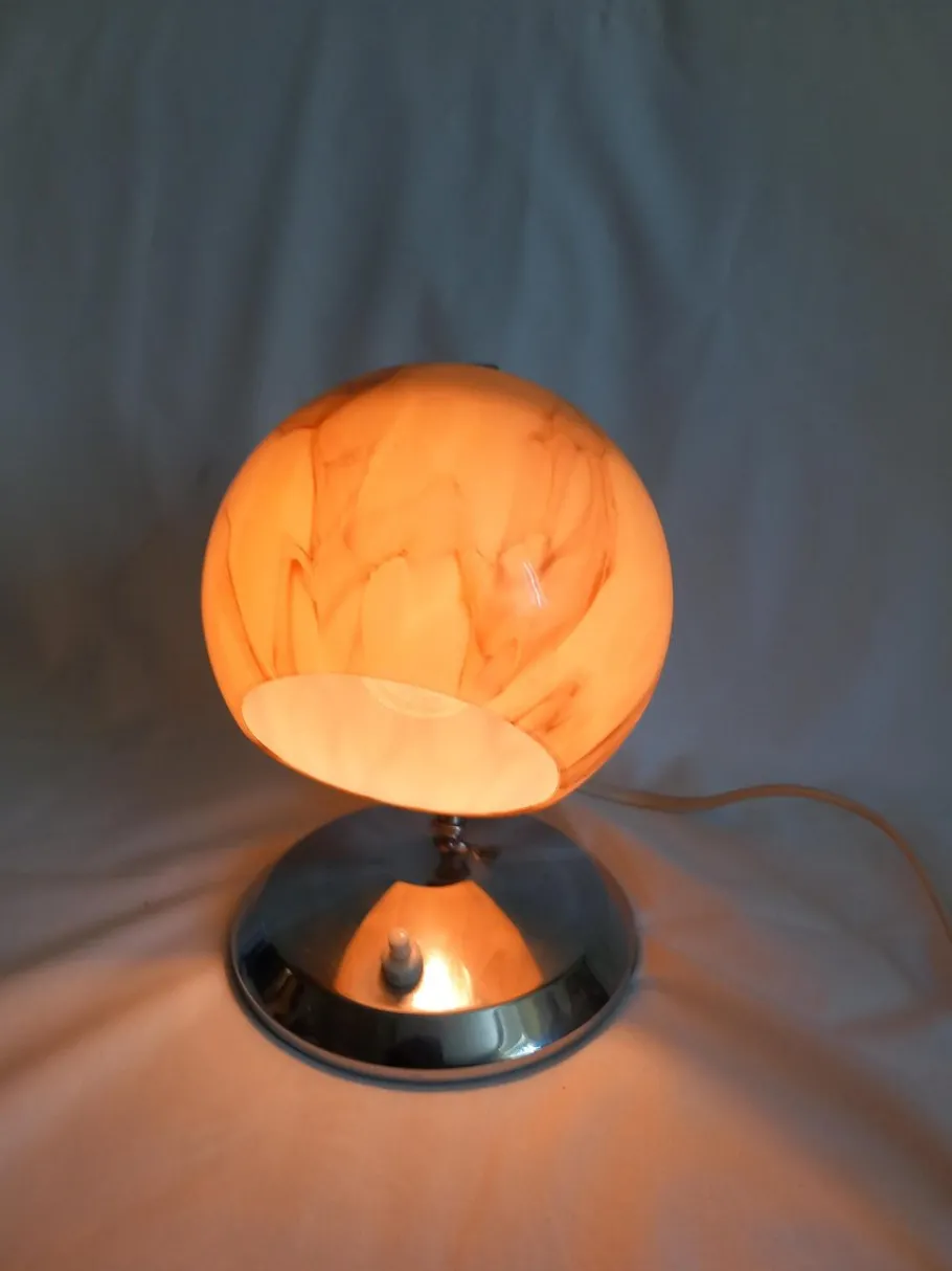 New Pamono Art Deco Table Lamp in Glass and Metal
