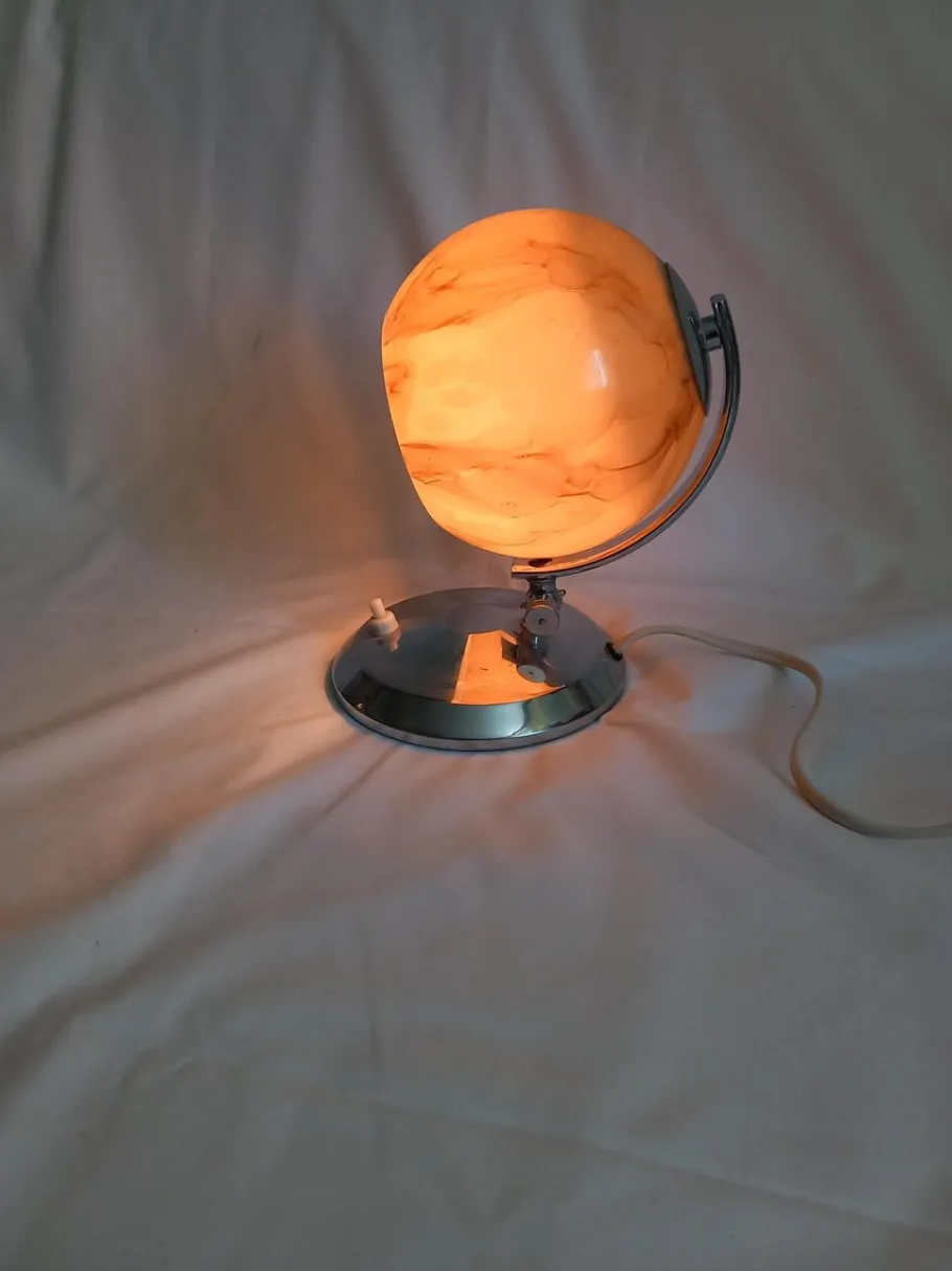 New Pamono Art Deco Table Lamp in Glass and Metal