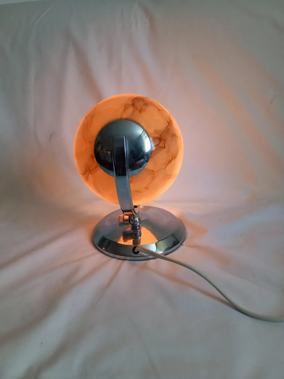 New Pamono Art Deco Table Lamp in Glass and Metal