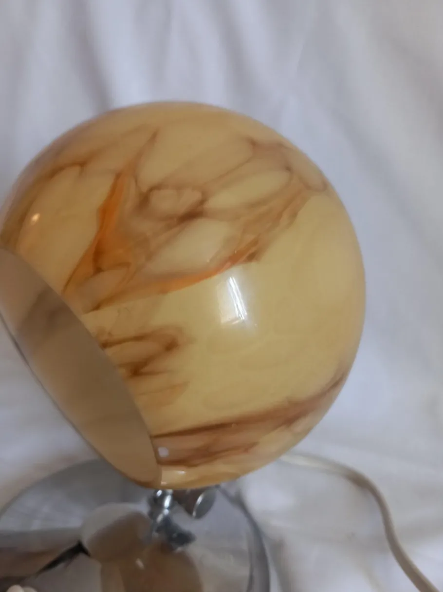 New Pamono Art Deco Table Lamp in Glass and Metal