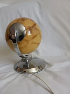 New Pamono Art Deco Table Lamp in Glass and Metal