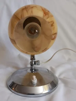 New Pamono Art Deco Table Lamp in Glass and Metal